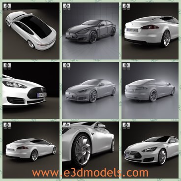 3d model the car of Tesla - This is a 3d model of the car of Tesla,which is modern and made with four doors.The car is popular in 2012.