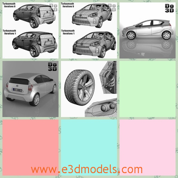3d model the car of Toyota - This is a 3d model of the car of Toyota,which is can be turned into a highpoly 3D model by using the TurboSmooth modifier in 3ds Max.