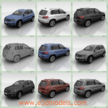 3d model the car of  VW Tiguan - This is a 3d model of the car,which is modern but electric one.The model is the branch of the Volkswagen.