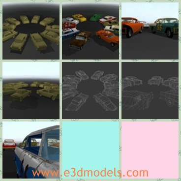 3d model the car pack - This is a 3d model of the car pack,which is old and full of cars made in 1950s.There are different colors and types.
