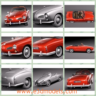 3d model the car that is convertible - This is a 3d model of the car that is convertible,which is red and charming.The model was famous from 1955 to 1974.