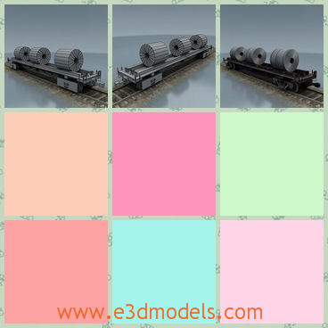3d model the cargo train with cargos - This is a 3d model of the cargo train,which is practical and made in high quality.The model is convenient and great.