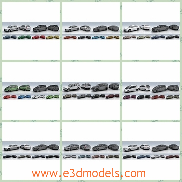 3d model the cars in different shapes - This is a 3d model of the cars in different shapes,which are modern and convertible.The model are compact and made in high quality.