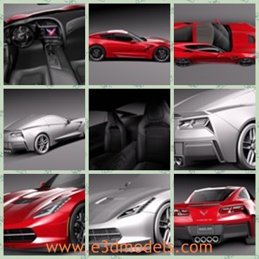 3d model the Chevrolet sports car - This is a 3d model of the Chevrolet sports car,which is modern and created with two seats.
