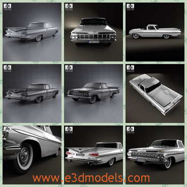 3d model the classcial car with two doors - This is a 3d model of the classical car with two doors,which has a long body and special head and tail.The car was first made in 1959.
