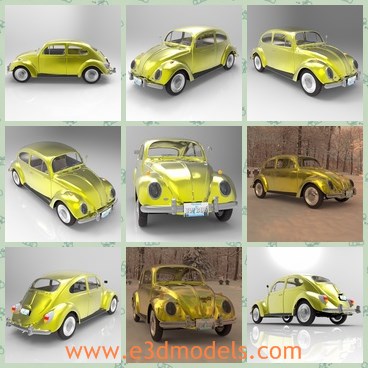 3d model the classic car - This is a 3d model of the classic car,which is an economy car produced by the German auto maker Volkswagen from 1938 until 2003.