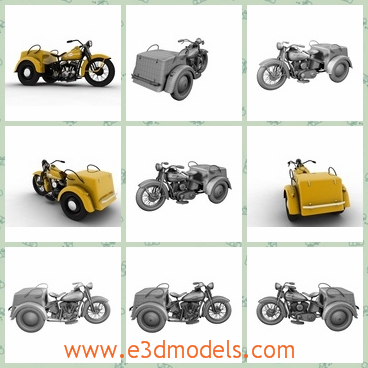 3d model the classic motorcycle - This is a 3d model of the classic motorcycle,which is the vintage and the car in yellow and it is outstanding.