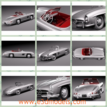 3d model the classical car in 1957 - This is a 3d model of the classical car in 1957,which is luxury and grand.The model is convertible and made in Germany in 1957.