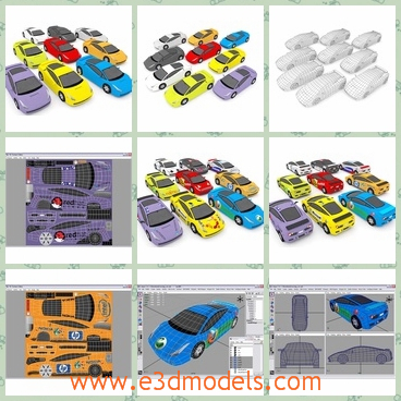 3d model the colorful racing car - This is a 3d model of the colorful racing car,which is modern and popular.The model is big and great.
