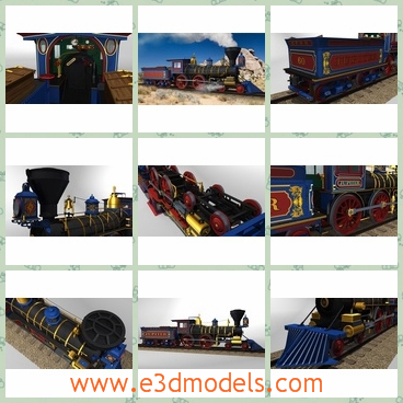 3d model the colorful train - This is a 3d model of the colorful train,which is in the old style.It is officially known as Central Pacific Railroad.