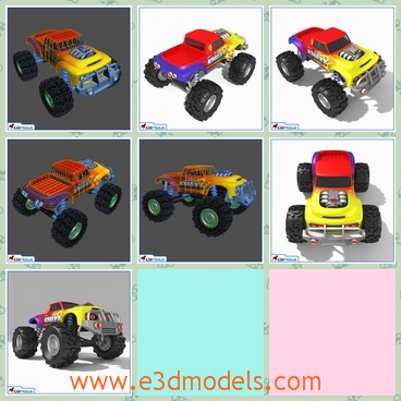 3d model the colorful truck - This is a 3d model of the colorful truck,which is the product of a new concept.The model has four big wheels.