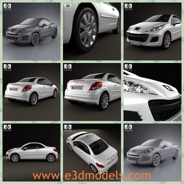 3d model the convertible car - This is a 3d model of the convertible car,which is compact and made in French.The model is made in 2012 and popular in many countries.