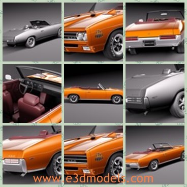 3d model the convertible car - This is a 3d model of the convertible car,which is the classic style in 1969.The car is expensive and luxury for common people.