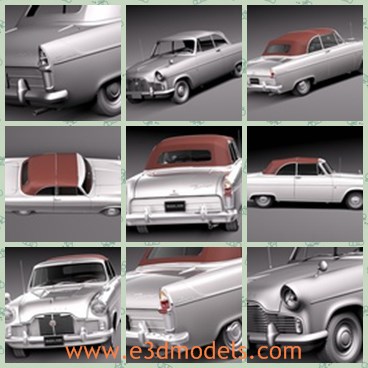 3d model the convertible car in 1958 - This is a 3d model of the convertible car in 1958,which is old and antique.The model was the most popular and expensive one in 1958.