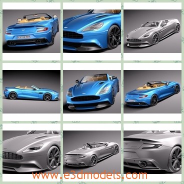 3d model the convertible car of Aston martin - This is a 3d model of the convertible car of Aston Martin,which is the newest type in 2014.The model is fast and popular.