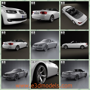 3d model the convertible car of BMW - This is a 3d model of the convertible car of BMW,which is made in Germany in 2011.The model is made in high quality.