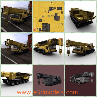 3d model the crane truck construction - This is a 3d model of the crane truck,which is made in high quality and the truck is heavy and large.