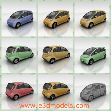 3d model the electric car - This is a 3d model of the electric car,which is new and popular.The model is presented with different colors.