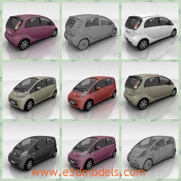 3d model the electric car in cute shape - This is a 3d model of the electric car in cute shape,which is the most popular type of the car in recent years.