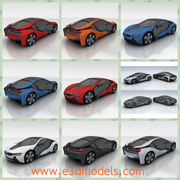 3d model the eletric car of BMW - This is a 3d model of the eletric car of BMW,which is small and luxury.The car has two seats inside.
