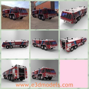 3d model the firetruck with a large body - This is a 3d model of the firetruck with a large body,which is built  by Rosenbauer International AG, this airport firefighting vehicle is the state of the art in airport safety specially designed for Frankfurt Airport.