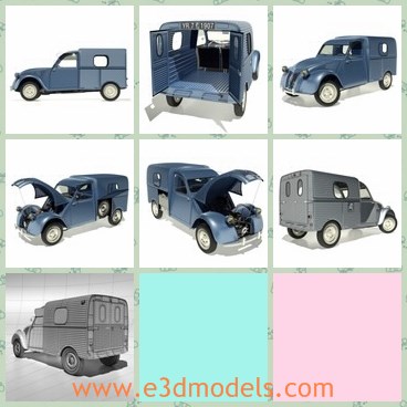 3d model the French van - This is a 3d model of the French van,which is the popular model made in 1958.The model is old and classic.