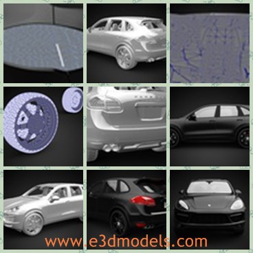 3d model the German car - This is a high quality 3D model of 2012 Porsche Cayenne Turbo. Geometry is polygonal, and number of polygons is close to 390 000, so this is a high quality 3D model.