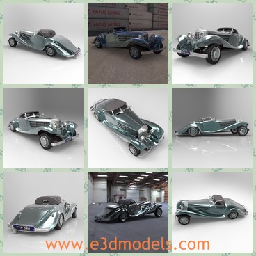 3d model the German car - This is a 3d model of the German car,which is modern and new.The model was offered with different bodywork versions of which the Convertible B was by far the most popular variant.