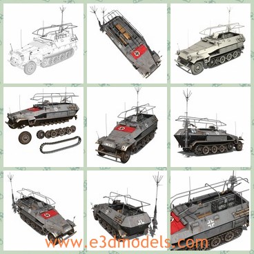 3d model the German vehicle - This is a 3dmodel of the German vehicle,which contains bodypaint textures and standard materials.- No cleaning up necessary, just drop your models into the scene and start rendering.