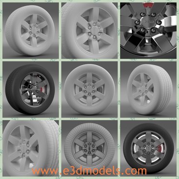3d model the GMC wheel - This is a 3d model of the GMC wheel,which is black and made with good quality.The wheel is suitable for many types of car.