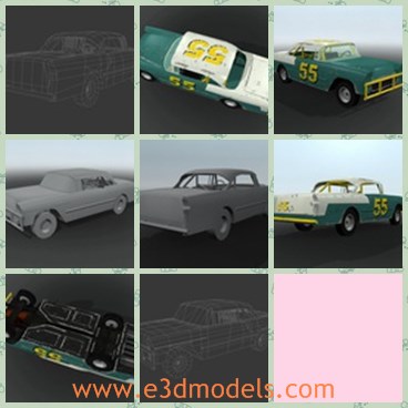 3d model the green racing car - This is a 3d model of the green racing car,which is old and made with good quality.The car looks like an old dirt track racer.