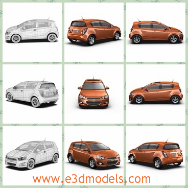 3d model the hatchback in 2012 - This is a 3d model of the hatchback in 2012,which is the product of Chevrolet and the model is compact and modern.