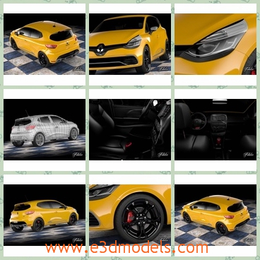 3d model the hatchback in 2013 - This is a 3d model of the hatchback in 2013,which is yellow and special..All Materials and 4096x4096 textures included diffuse, specular, bump, opacity, displacement