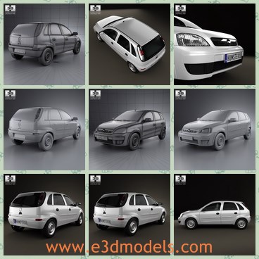 3d model the hatchback with 5 doors - This is a 3d model of the hatchback with 5 doors,which  is provided combined, all main parts are presented as separate parts therefore materials of objects are easy to be modified or removed and standard parts are easy to be replaced.