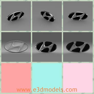 3d model the hyundai emblem - This is a 3d model of the Hyundai emblem,which is detailed and are manufactured by Hyundai Motor Company, which along with Kia comprises the Hyundai Kia Automotive Group.