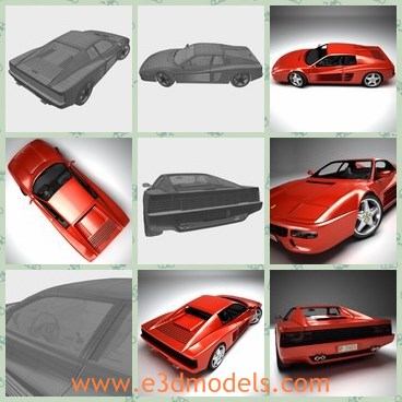 3d model the Italian sports car - This is a 3d model of the Italian sports car,which is luxury and fast.The model was the most popular one in 1991 when it firstly import from other countries.