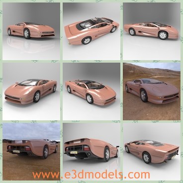 3d model the jaguar - This is a 3d model of the Jaduar,which is a supercar produced by Jaguar luxury marque in collaboration with Tom Walkinshaw Racing as Jaguar Sport between 1992 and 1994.