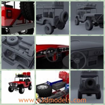 3d model the Jeep - This is a 3d model of the Jeep in 1994,which is armored and made with good quality.The Jeep is large and made with steel and plastic materials.