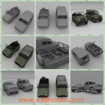 3d model the jeep in old style - This is a 3d model of the jeep in old style,which is old and outdated.The model is the old type in the military.