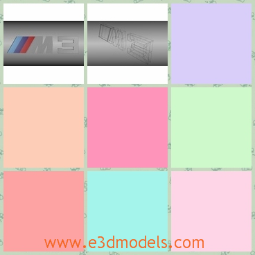 3d model the logo of BMW M3 - This is a 3d model of the badge of BMW M3,which is presented by the three colors and a number 3.