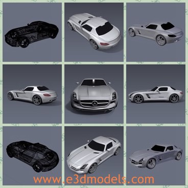 3d model the luxury car of Benz - This is a 3d model of the luxury car of Benz,which is modern and  is packed with subdivision1, until the image previews were rendered with 2 subdivisions.