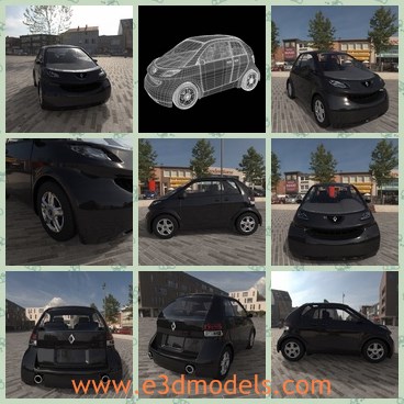 3d model the mini black car - This is a 3d model of the mini black and compact car,which is modern and popular.The model is made based on the real cases.