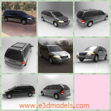 3d model the minivan made in 2000 - This is a 3d model of the minivan made in 2000,which is new and grand.The model was produced and sold by the Motor Company from the 1995 to 2003 model years.