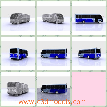 3d model the modern bus - This is a 3d model of the modern bus,which is painted in blue and grey.The model is practical and realistic.