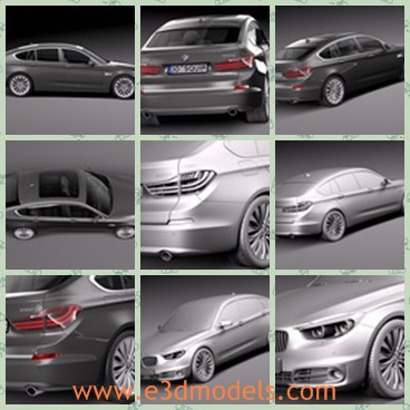 3d model the modern car of BMW - This is a 3d model of the modern car of BMW5 series,which is made in 2014 and the appearance is attractive and charming.