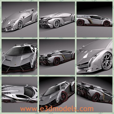 3d model the modern sports car - This is a 3d model of the modern sports car,which is fast and made for racing.The model is made in Italy.