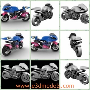 3d model the motorbike - This is a 3d model of the mororbike,which is anitque and fast.The model is made with good quality and in details.