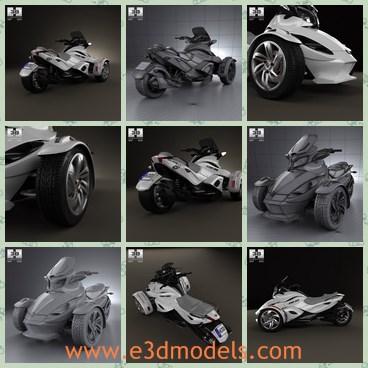 3d model the motorbike - This is a 3d model of the motorbike,which is heavy and special.The model is made with three wheels and is the most famou type in 2013.