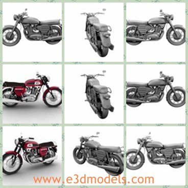 3d model the motorcycle - This is a 3d model of the motorcycle,which is the antique motorbike made in 1969.All objects are properly named for their easy identification.