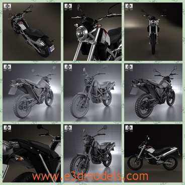3d model the motorcycle of BMW - This is a 3d model of the motorcycle of BMW,which is large and the model is black and is popular.